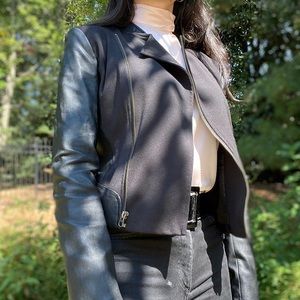 Halogen Faux Leather Black Moto Jacket, Size XS